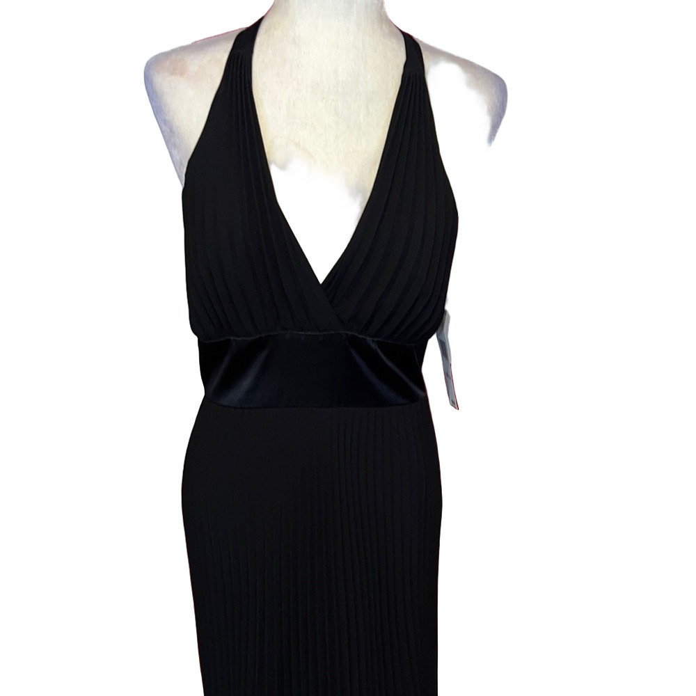 NWT Black Tie Pleated Elegant Black Halter Dress 6